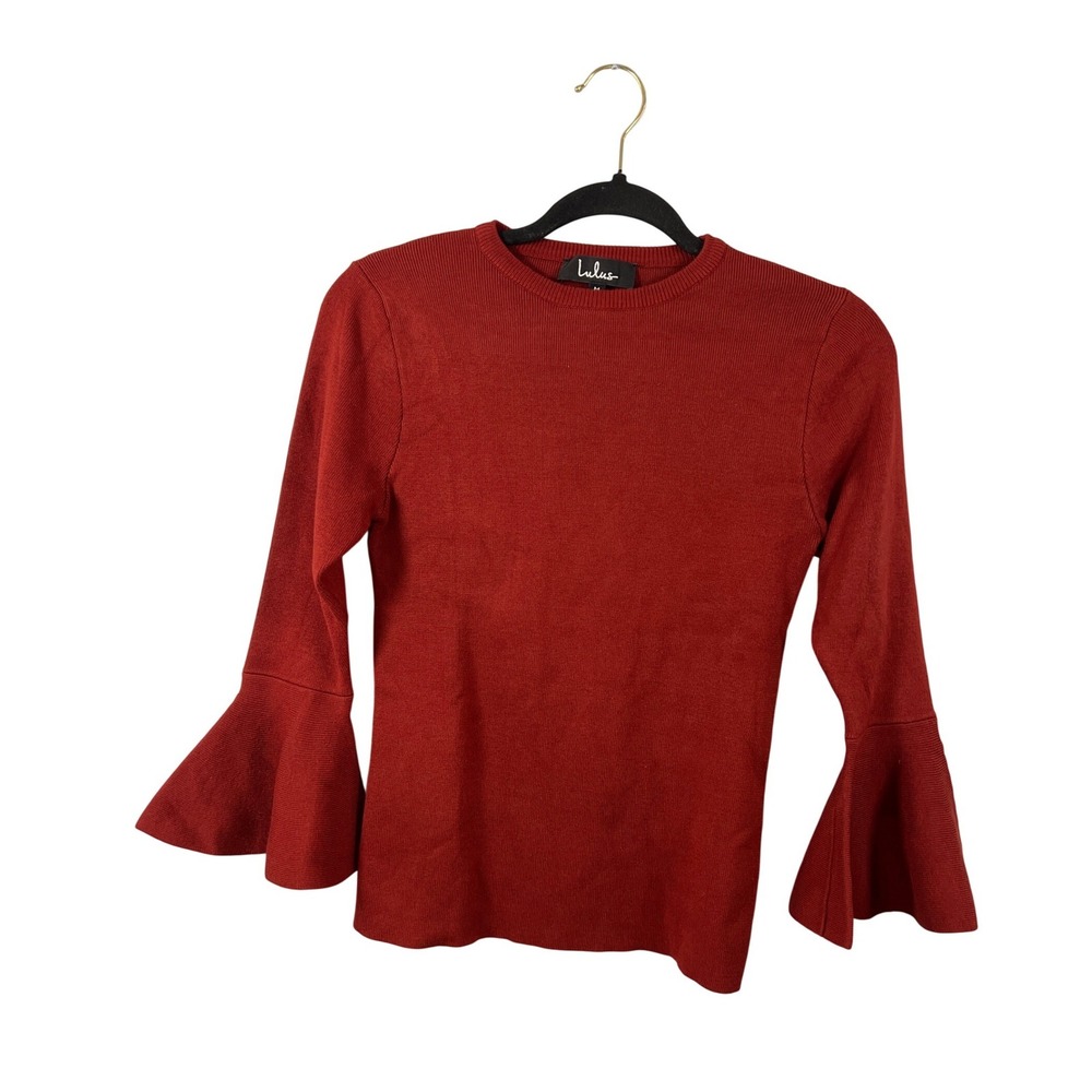 Lulus Red Bell Sleeve Top Medium Downtown Girl Coquette Dollette Boho Effortless